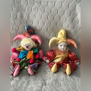 porcelain hanging foot clown doll, multi colors